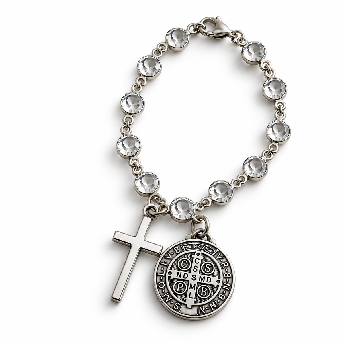 St. Benedict one-decade travel rosary with medal, cross and clasp