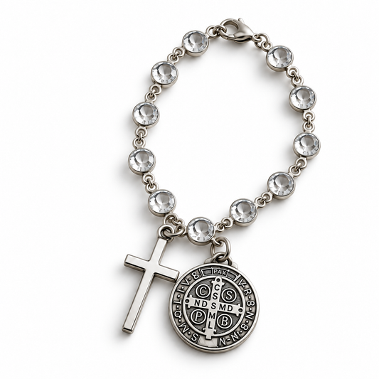 St. Benedict one-decade travel rosary with medal, cross and clasp